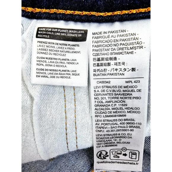 Levis Size 38X32 Men's Straight Blue Denim 5 Pocket Logo Zip Jeans - Picture 13 of 13